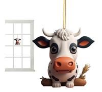 Ornements de Noël de vache - Pendentif de rétroviseur de décor de vache mignon | Décoration de maison double face avec lanière pour porte, sac d'école, ferme, fenêtre, arbres de Noël [video game]