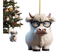 Ornements de Noël de vache - Pendentif de rétroviseur de vache de bande dessinée - Ornements d'arbre de Noël double face avec lanière, décoration de la maison pour arbre, porte, fenêtre [video game]