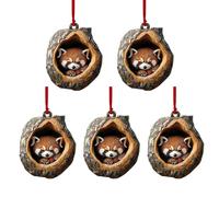 Ornements de Noël - Décorations Mignonnes 2D pour Arbre De Noël | 5 Décorations De Noël avec Pendentif en Acrylique | Raton Laveur Écureuil Oursin Lapin Oiseau Faune Ornement