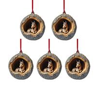 Ornements de Noël - Décorations Mignonnes 2D pour Arbre De Noël | 5 Décorations De Noël avec Pendentif en Acrylique | Raton Laveur Écureuil Oursin Lapin Oiseau Faune Ornement