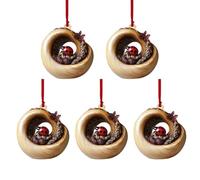 Ornements de Noël - Décorations Mignonnes 2D pour Arbre De Noël | 5 Décorations De Noël avec Pendentif en Acrylique | Raton Laveur Écureuil Oursin Lapin Oiseau Faune Ornement