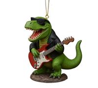 Ornements de Noël dinosaures | Décoration saisonnière T-Rex 8x6x8 Cm avec thème résine et roche, ornement festif décoratif | Pour porte d'entrée couronne escalier rebord de fenêtre cheminée mur jardin