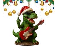 Ornements de Noël dinosaures | Décoration saisonnière T-Rex 8x6x8 Cm avec thème résine et roche, ornement festif décoratif | Pour porte d'entrée couronne escalier rebord de fenêtre cheminée mur jardin