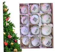 Ornements de Noël drôles 12pcs 2, 36 Pouces de Noël avec des Mots drôles Suspendus en Plastique Ornements pour Arbre, Couronne, Guirlande, Blanc, décoration