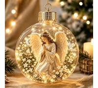Ornements de Noël éclairés, ornement souvenir des Écritures illuminées (#C) | Décoration chrétienne lumineuse à suspendre avec verset de la Bible - Décoration religieuse pour sapin de Noël - Boule
