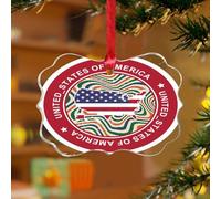 Ornements de Noël en acrylique de 7,6 cm 2025 États-Unis d'Amérique rustique pour sapin de Noël Décoration d'intérieur Drapeau du monde mondial Voyage souvenir Disque transparent Étiquette nom