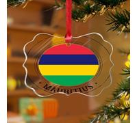 Ornements de Noël en acrylique de 7,6 cm 2025 Maurice drôle Ornement de sapin de Noël Boule de Noël Vacances festives Décoration d'intérieur Amérique Pays Européen Asie Afrique Drapeaux Souvenir