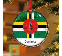 Ornements de Noël en acrylique de 7,6 cm à suspendre - Dominique - Décoration de fête de Noël - Amérique latine - Pays hispanique - Drapeaux européens - Asie - Afrique - Souvenir - Disque transparent