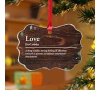 Ornements de Noël en acrylique de 7,6 cm - Décoration de Noël à suspendre - Avec inscription « Love Noun » - Décoration de vacances - Mots avec définition souvenir - Disque transparent - Étiquette de