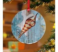 Ornements de Noël en acrylique de 7,6 cm - Thème nautique de l'océan - Escargot de mer sous-marin - Décoration d'intérieur à suspendre - Animal marin, tortue, pieuvre, crabe - Souvenir - Étiquette de