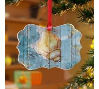 Ornements de Noël en acrylique de 7,6 cm - Thème nautique - Plage nautique - Escargot de mer - Décoration d'intérieur - Animal marin, tortue, poulpe, crabe, souvenir - Étiquette de nom