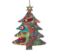 Ornements de Noël en bois abstrait monstre de Noël à suspendre en forme d'arbre de Noël Décoration de Noël à suspendre pour le Nouvel An Vacances Décoration de fête 1