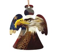 Ornements de Noël en bois en forme d'ange 1, drapeau américain américain américain art arbre de Noël ornements à suspendre étiquettes de vœux de Noël rustiques étiquettes artisanales pour décoration