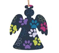 Ornements de Noël en bois en forme d'ange - Adorable empreinte de patte de chien, décoration de maison, arbre de Noël, bureau, cheminée, décoration de fête