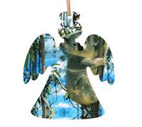 Ornements de Noël en bois en forme d'ange - Ours koala imprimé différentes formes pour sapin de Noël, décoration de maison et de bureau