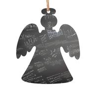 Ornements de Noël en bois en forme d'ange - Symboles mathématiques imprimés - Décoration à suspendre pour sapin de Noël avec flocons de neige et formes de Père Noël