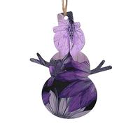 Ornements de Noël en bois en forme de bonhomme de neige en forme de papillon violet à suspendre pour sapin de Noël, ornements de tranche de bois avec cordes pour décorations de Noël