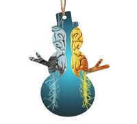 Ornements de Noël en bois en forme de bonhomme de neige, fonctions cerveau gauche et droit, ornements à suspendre pour sapin de Noël, étiquettes de vœux de Noël rustiques à suspendre pour décoration