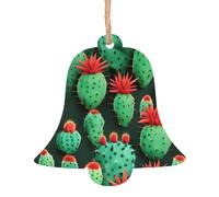Ornements de Noël en bois en forme de cloche - Beaucoup de petits cactus Art Print Décoration à suspendre pour sapin de Noël avec flocons de neige et formes de Père Noël