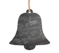 Ornements de Noël en bois en forme de cloche - Symboles mathématiques imprimés Décoration à suspendre pour sapin de Noël avec flocons de neige et formes de Père Noël