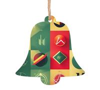 Ornements de Noël en bois en forme de cloche - Symboles mathématiques scolaires imprimés Décoration à suspendre pour sapin de Noël avec flocons de neige et formes de Père Noël