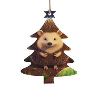 Ornements de Noël en bois en forme de hérisson, cactus à suspendre, étiquettes de vœux de Noël rustiques à suspendre pour décoration de Noël