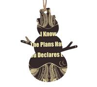 Ornements de Noël en bois I Know The Plans Have You Declares Lord Arbre de Noël à suspendre en forme de bonhomme de neige Décoration de Noël à suspendre pour Nouvel An Vacances Décoration de fête 1