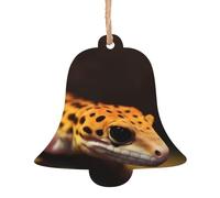 Ornements de Noël en bois léopard petit gecko à suspendre en forme de cloche Décoration de Noël à suspendre pour Nouvel An Vacances Décoration de fête 1
