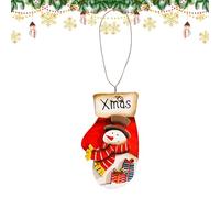 Ornements de Noël en bois, ornements de Noël vintage - Charm pour voiture en forme de bonhomme de neige du Père Noël, ornements suspendus en bois de l'arbre de Noël de la bande dessinée, accessoires
