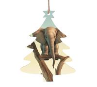 Ornements de Noël en bois Petit éléphant sur arbre de Noël à suspendre en forme d'arbre de Noël Décoration de Noël à suspendre pour Nouvel An Vacances Décoration de fête 1