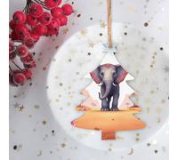Ornements de Noël en bois pré-percés en forme d'éléphant porte-bonheur à suspendre pour Noël, hiver, Nouvel An, vacances, maison, arbre de Noël, 1