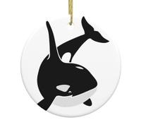 Ornements de Noël en céramique à suspendre en forme d'épaulard, dauphin, océan, décorations de vacances, arbre de Noël