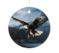 Ornements de Noël en céramique à suspendre - Motif aigle à la chasse - 7,6 cm - Double face - Décoration de Noël pour la maison, les fêtes, les hôtels, cadeau pour enseignant, voisin, ami