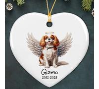 Ornements De Noël en Céramique Cavalier King Charles Spaniel Angel Rond Noël Suspendus Personnalisé Pendentifs pour Mur Famille Activités