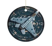 Ornements de Noël en céramique de 7,6 cm - Décoration ronde double face à suspendre pour maison, fête, hôtel, cadeau pour enseignant, voisin, ami