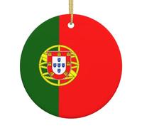 Ornements de Noël en céramique drapeau portugais - Pendentif à suspendre pour sapin de Noël, maison et centre commercial, blanc