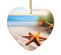 Ornements de Noël en céramique en forme d'amour, MSRHIUEF plage, étoiles de mer, terres - Accessoires pour sapin de Noël - Accessoires pour centres commerciaux et fenêtres