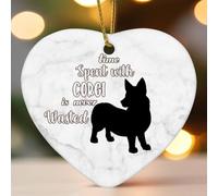 Ornements de Noël en céramique en forme de cœur avec le temps passé avec le chien n'est jamais perdu - Décorations à suspendre pour sapin de Noël - Souvenir de Noël, souvenir de vacances, cadeau de