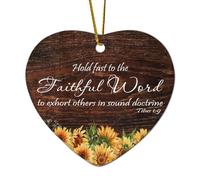 Ornements de Noël en céramique en forme de cœur de la Bible Titus 1:9, Hold Fast to The Faithful Word to Exhort Others in Sound Doctrine Ornements pour sapin de Noël, souvenir, Nouvel An