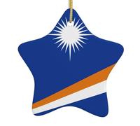 Ornements de Noël en céramique en forme d'étoile Drapeau MJHKXLJ des îles Marshall Accessoires pour sapin de Noël, centres commerciaux, fenêtres et bureaux