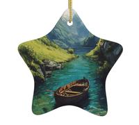 Ornements de Noël en céramique en forme d'étoile WHJSHOP Bateaux dans la vallée Accessoires pour sapin de Noël pour centres commerciaux, fenêtres et bureaux
