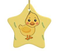 Ornements de Noël en céramique en forme d'étoile WHJSHOP Cartoon Canard Accessoires pour sapin de Noël pour centres commerciaux fenêtres et bureaux