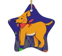 Ornements de Noël en céramique en forme d'étoile WHJSHOP crachant la langue de dessin animé chien motif arbre de Noël accessoires pour centres commerciaux fenêtres et bureaux