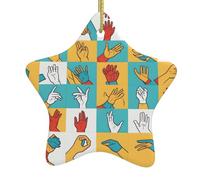 Ornements de Noël en céramique en forme d'étoile WHJSHOP Langue des signes alphabet pour décorations de vacances dans les centres commerciaux, supermarchés et maisons