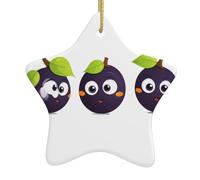 Ornements de Noël en céramique en forme d'étoile WHJSHOP trois jolis petits pruneaux motif arbre de Noël accessoires pour centres commerciaux, fenêtres et bureaux