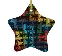 Ornements de Noël en céramique en forme d'étoile YYHHAOFA coloré labyrinthe lignes image arbre de Noël accessoires pour centres commerciaux, fenêtres et bureaux