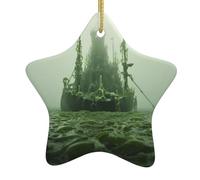 Ornements de Noël en céramique en forme d'étoile YYHWHJDE Naufrage dans le profond Imprimé pour décoration de vacances dans les centres commerciaux, supermarchés et maisons