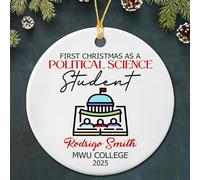 Ornements De Noël en Céramique Étudiant en Sciences Politiques Personnalisé Élégant Sapin De Noël Décorations Personnalisé Souvenir pour Fenêtre Salon Famille