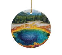 Ornements De Noël en Céramique Le Grand Joyau Prismatique De La Source De Yellowstone Élégant Décoration Sapin De Noël Rond Céramique Ornement pour Vacances Balcon Salon