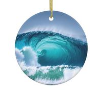Ornements de Noël en céramique motif vagues de l'océan, décoration de Noël pour les jeunes mariés, cadeaux de vacances, décoration de vacances